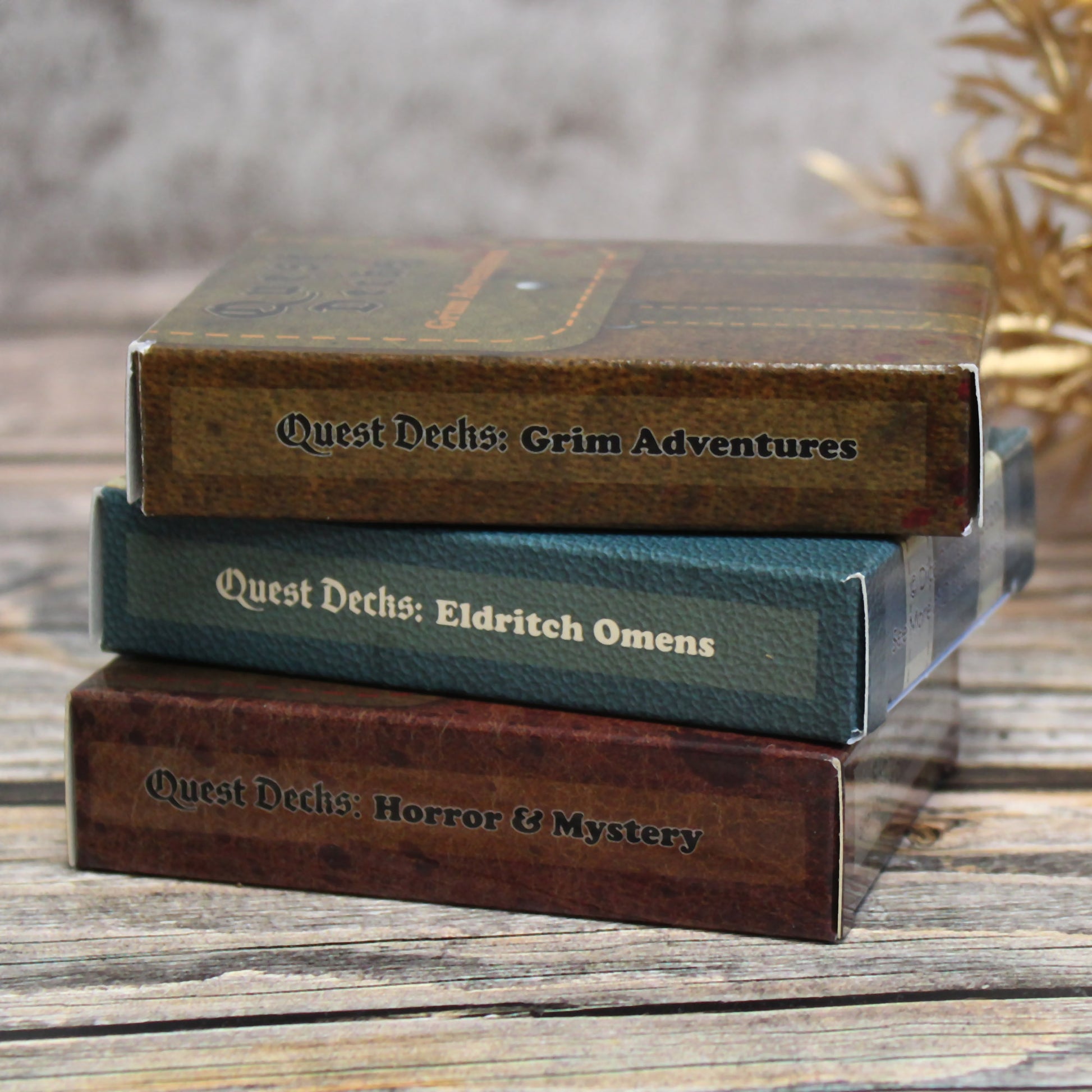 3 decks included in bundle: Eldritch Omens, Grim Adventures, Horror and Mystery