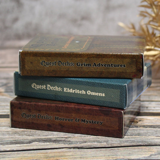 3 decks included in bundle: Eldritch Omens, Grim Adventures, Horror and Mystery