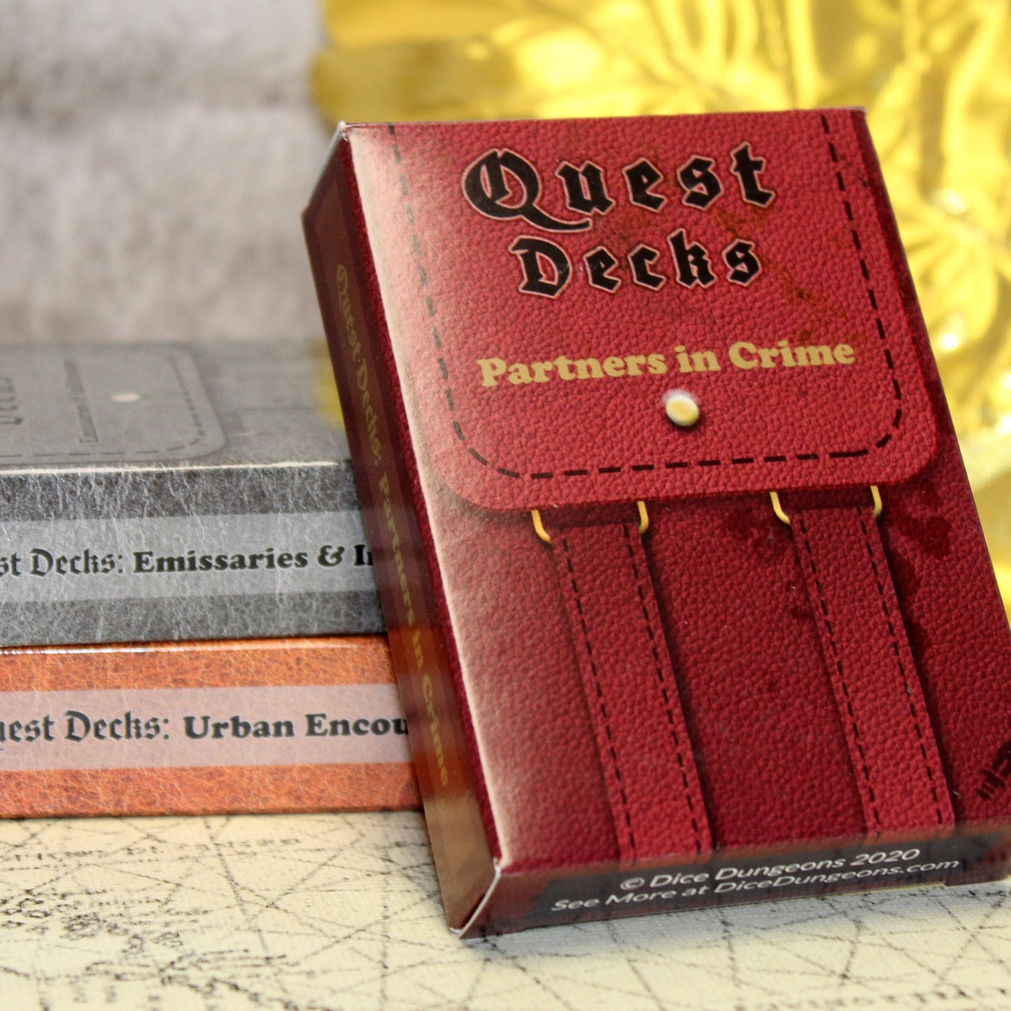 RPG Quest Decks featuring 45 prompts in the form of posted notices, guiding players through the complexities of urban life, espionage, and city-based adventures.