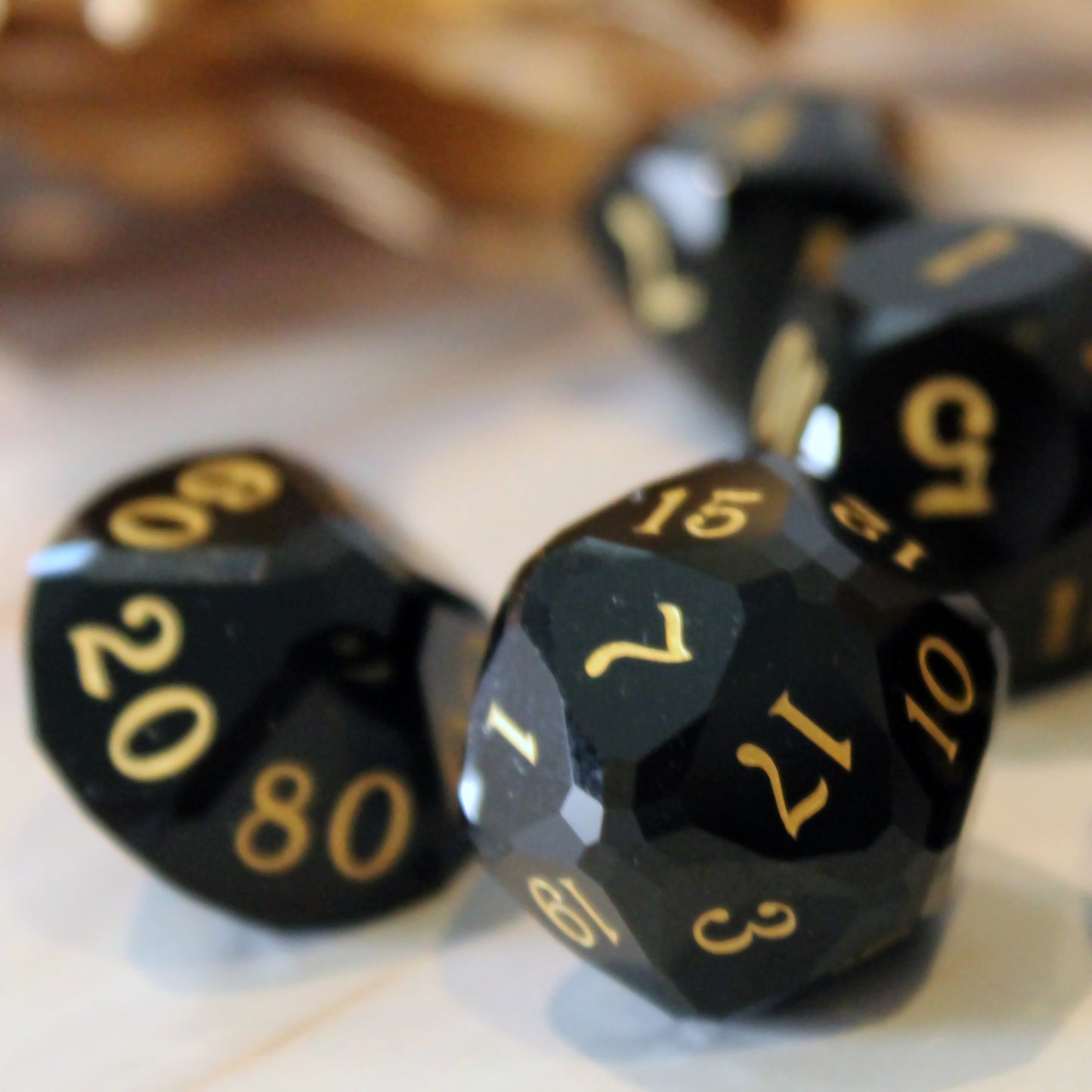 Royal Dice Black Multifaceted Glass Dice Set