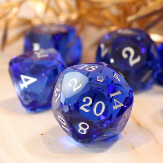 Royal Dice Blue Multifaceted Glass Dice Set