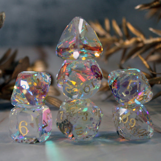 Royal Dice Prismatic Multifaceted Glass Dice Set
