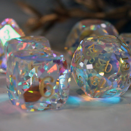 Royal Dice Prismatic Multifaceted Glass Dice Set