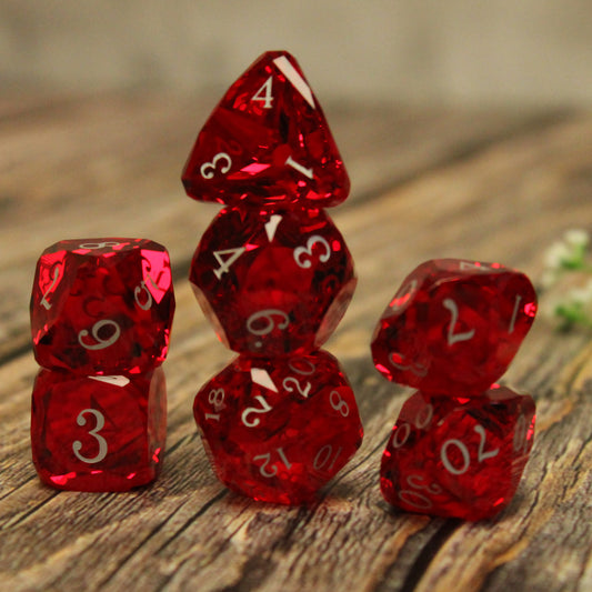Royal Dice Red Multifaceted Glass Dice Set
