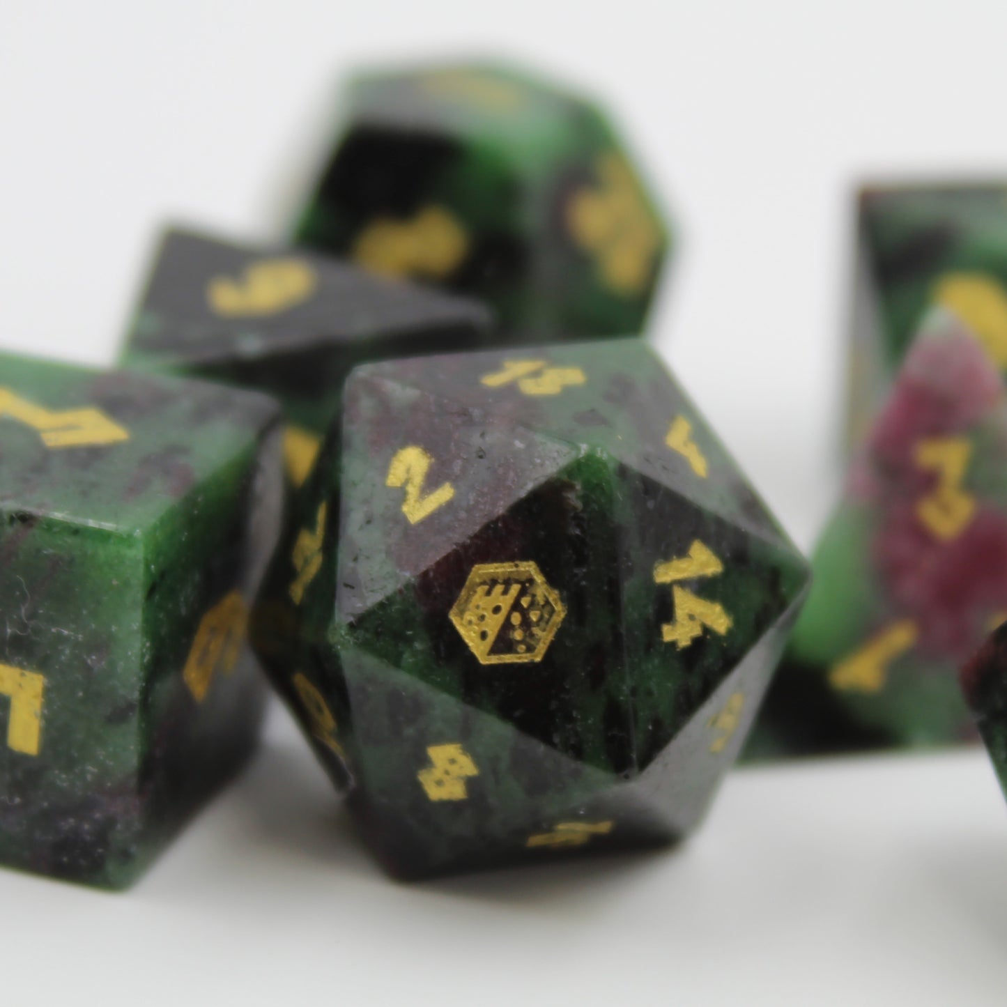 Ruby Zoisite Dice Set with Display Box