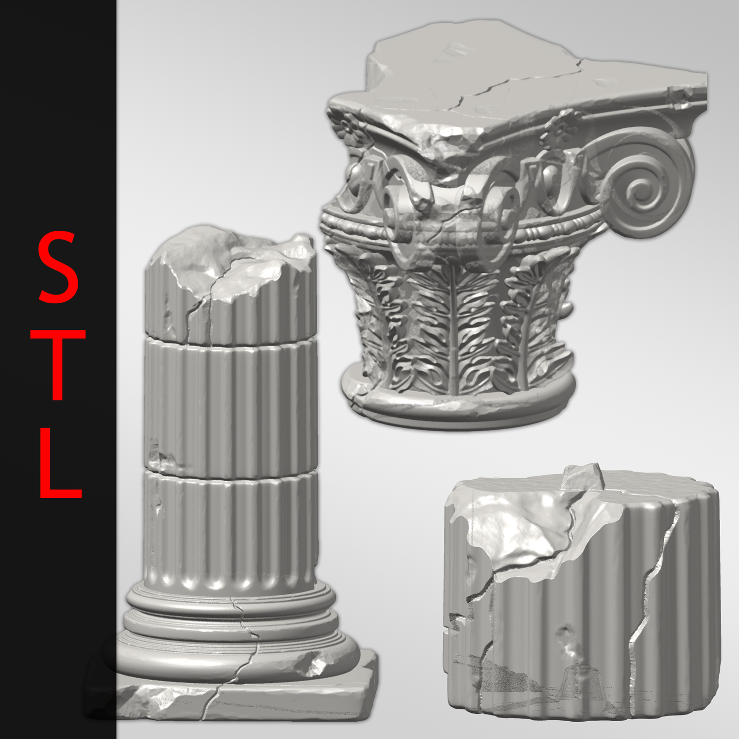 Ruined Columns STL (3d Printable)