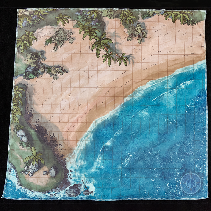 Overhead photo of a beach battle map