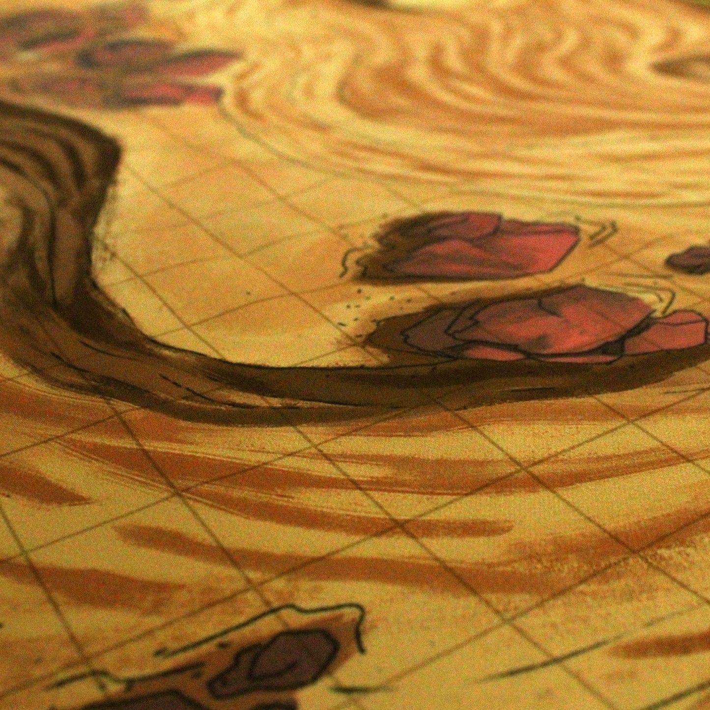 Closeup up a desert battle map