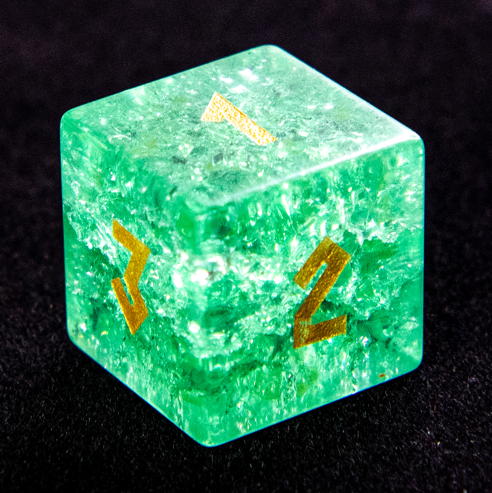 Glacier Green Shattered Glass Dice Set