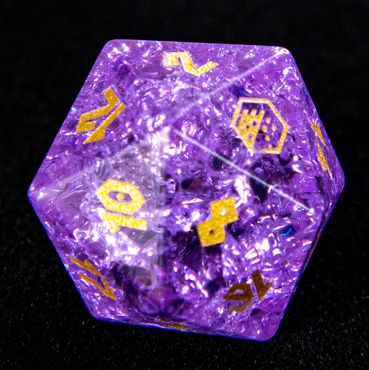 Purple Glaze Shattered Glass Dice Set
