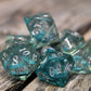 Blue and Silver liquid core dice set inspired by the modern cocktail, Blue Hawaiian