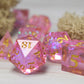 StarGlow Pink Sharp Edge Resin Dice Set