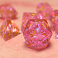 StarGlow Pink Sharp Edge Resin Dice Set