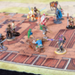 Closeup photo of a tavern battle map with multiple adventurers on it