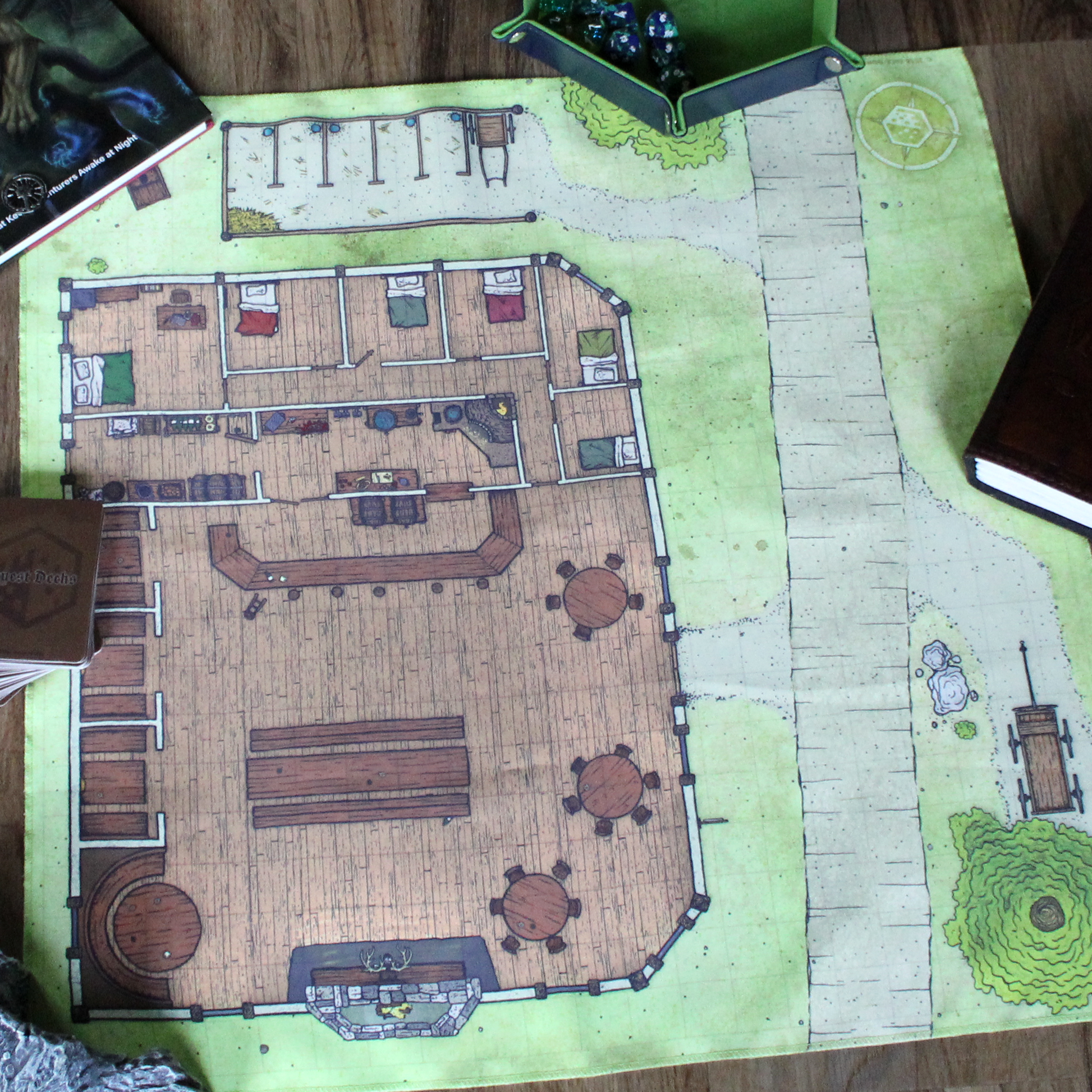 Overhead photo depicting a tavern battle map