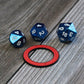 Size of condition rings for dungeons and dragons with dice.