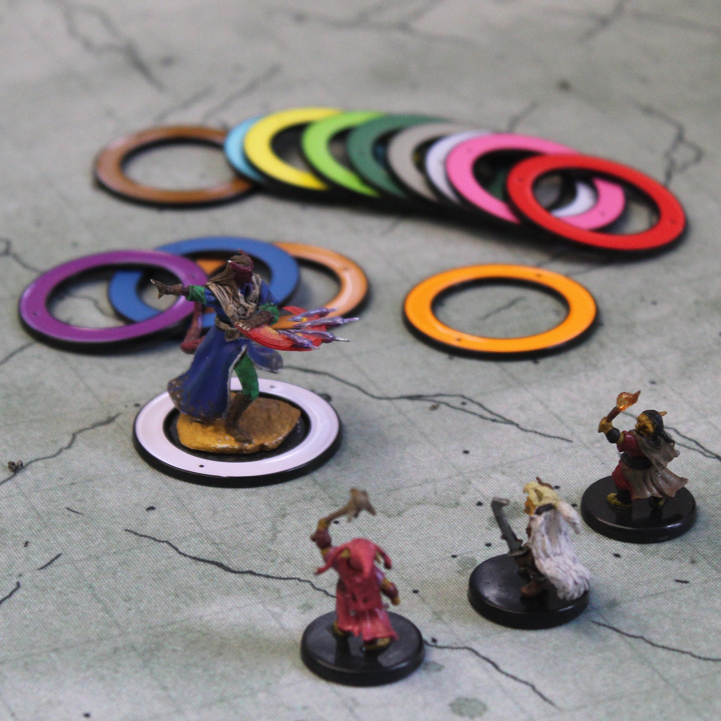 Text-Free Rings for Dungeons and Dragons for marking status.