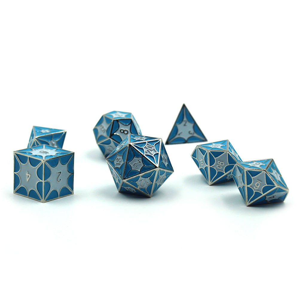 Metal Dragon Scaled Blue Dice Set for d&d