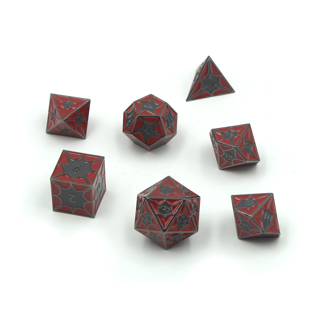 Red dragon inspired dice set