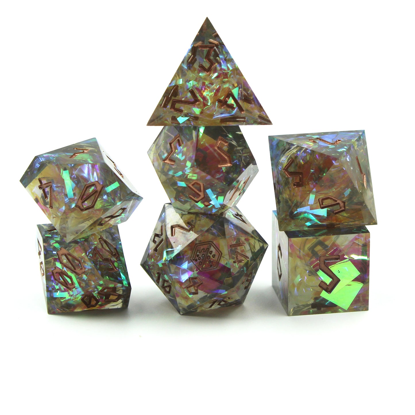 StarGlow Smoke Sharp Edge Resin Dice Set