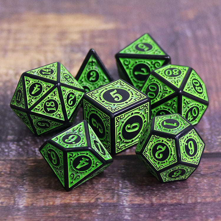 Oracle's Flame Green Polymer Dice Set