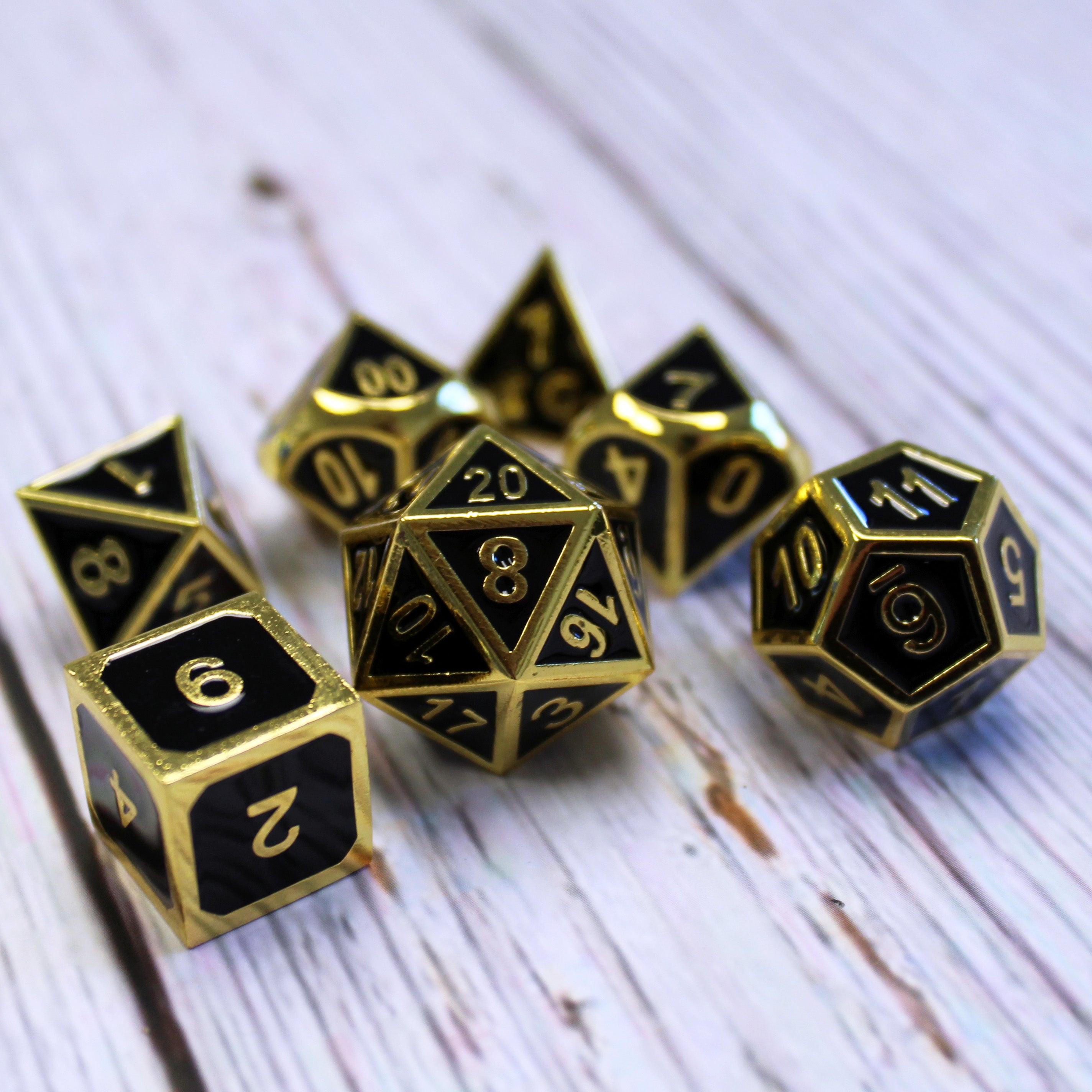 Metal Imperial Black & Gold Dice Set with Display Box – Dice Dungeons