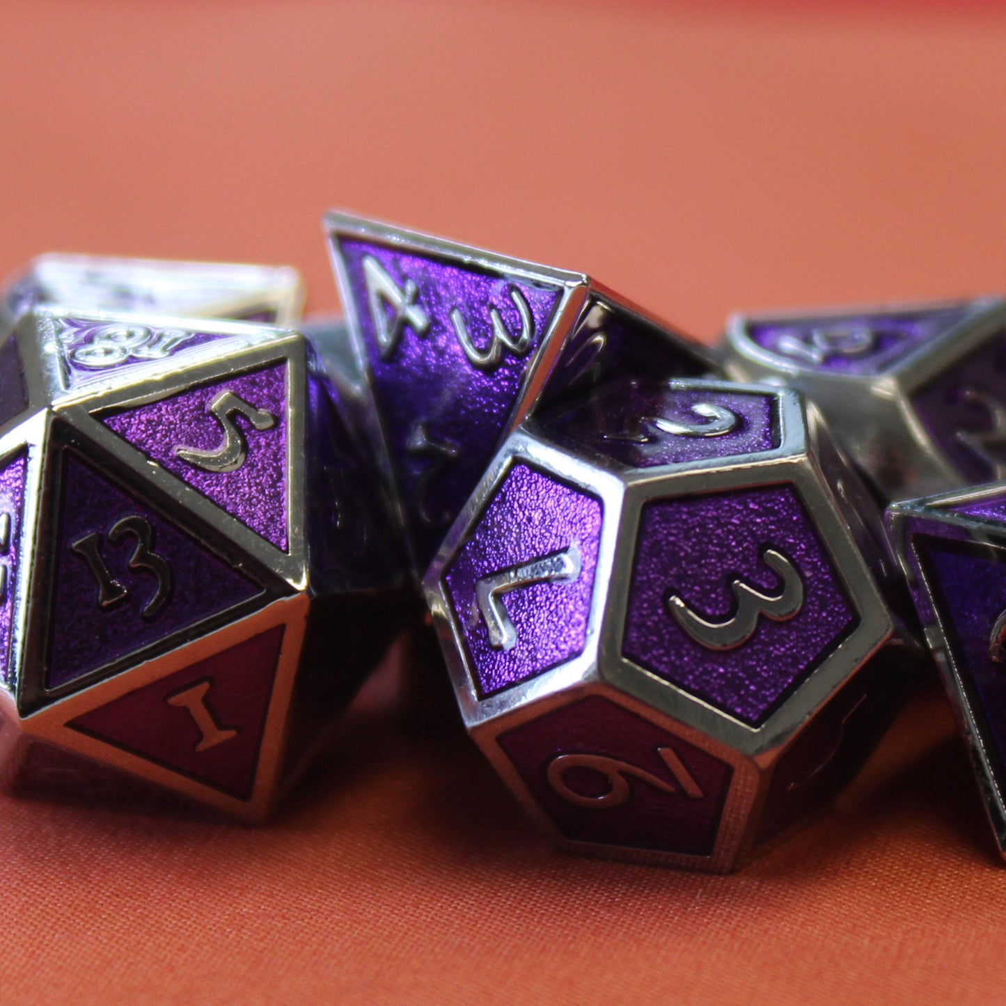 Metal Imperial Magi Purple Dice Set with Display Box