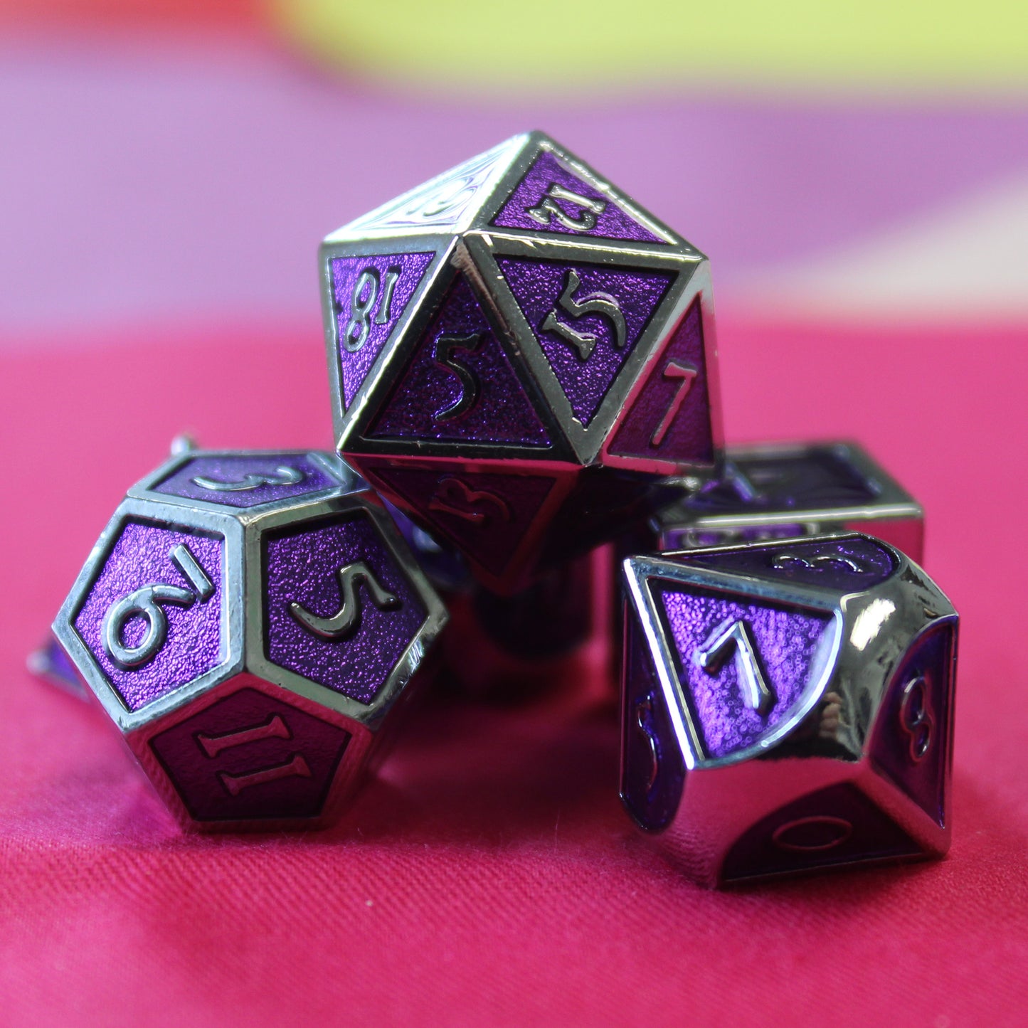 Metal Imperial Magi Purple Dice Set with Display Box