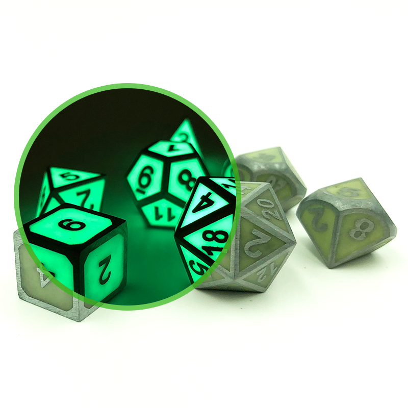 Metal Imperial Glow in the Dark Dice Set with Display Box – Dice Dungeons