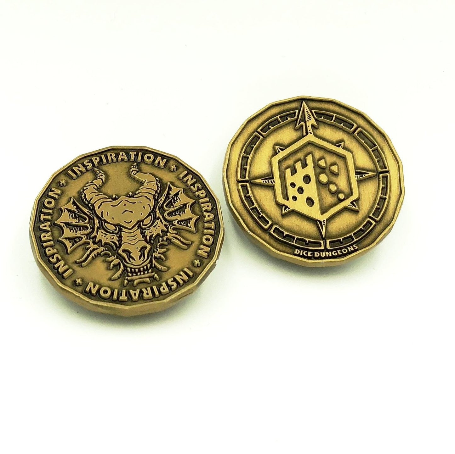 Dungeons & Dragons Inspiration Coins Tokens - back and front of tokens.