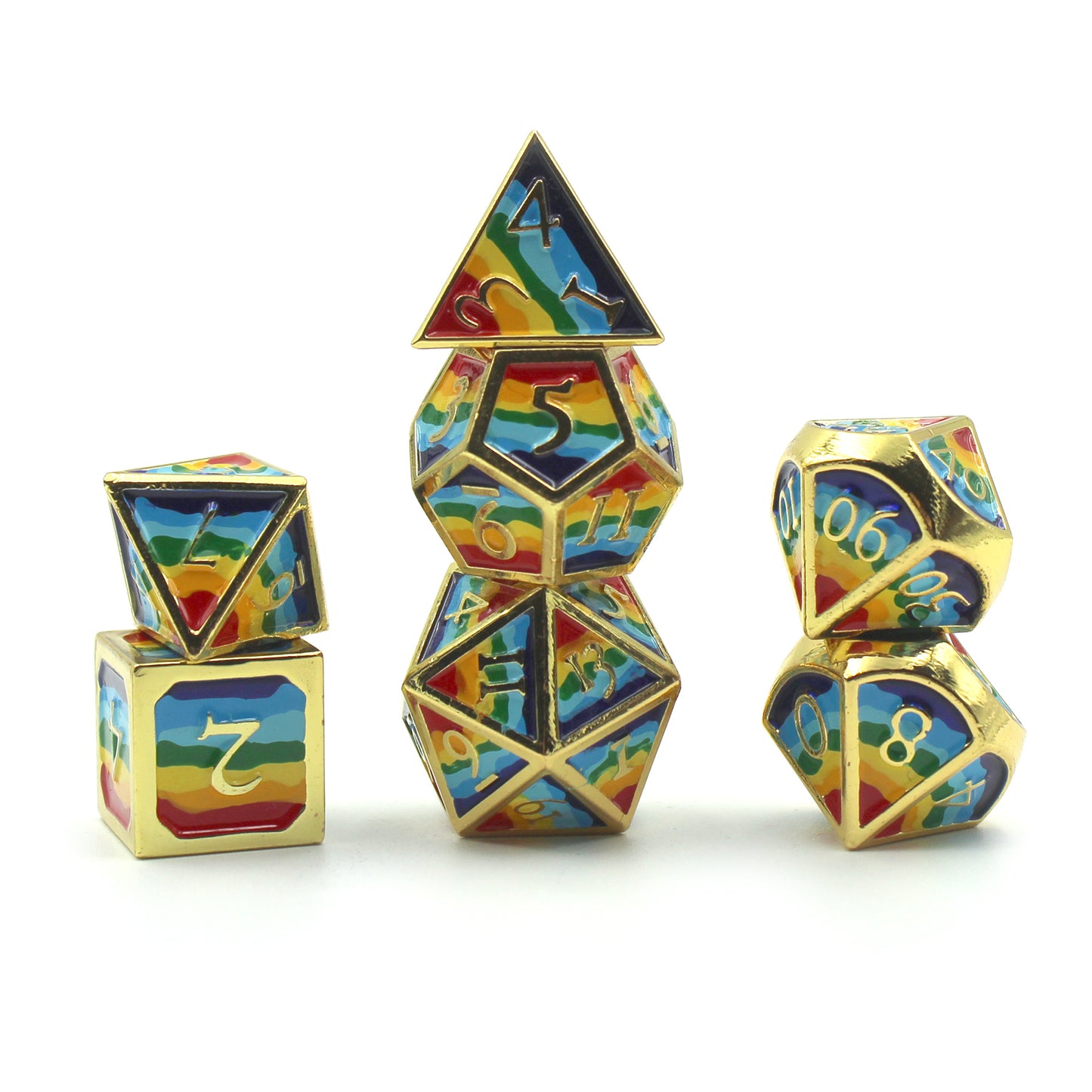 Metal Imperial Rainbow Dice Set with Display Box