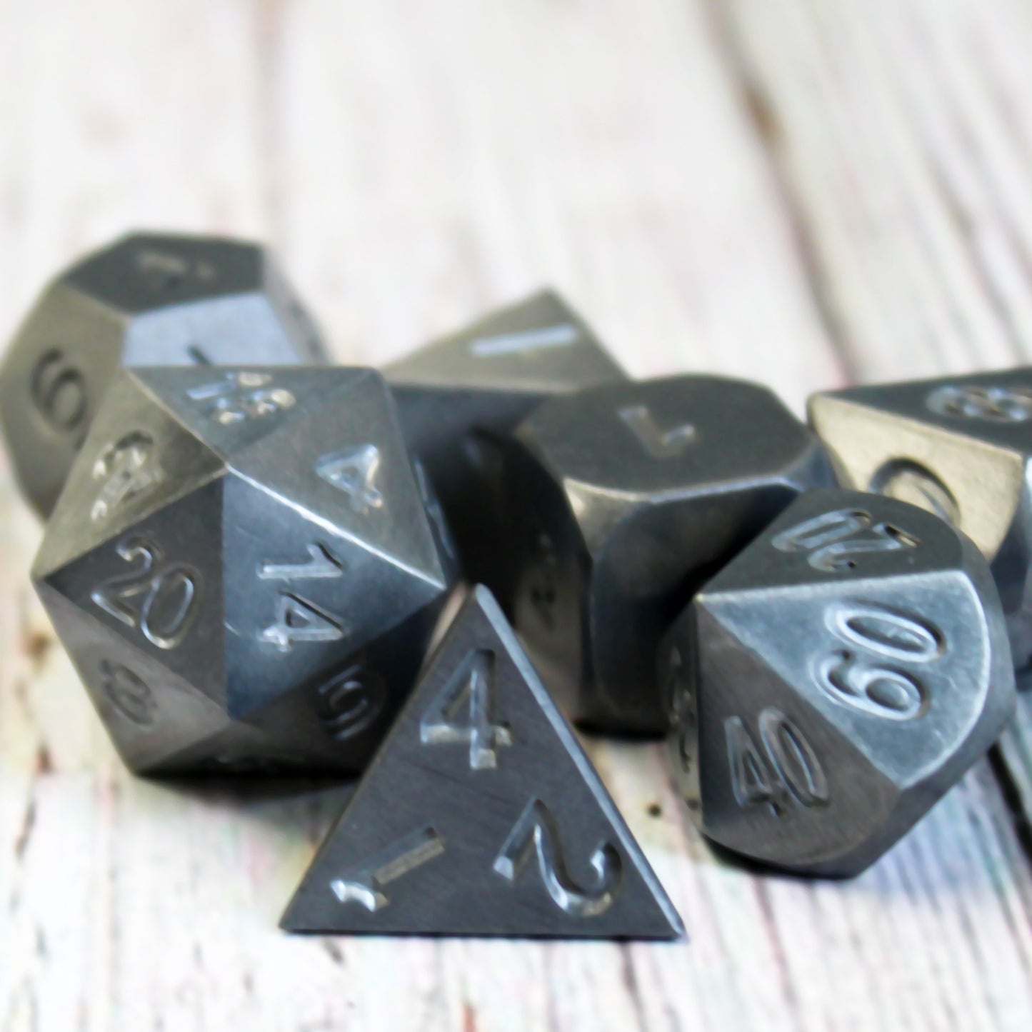 Metal PlateMetal Gray Dice Set with Display Box