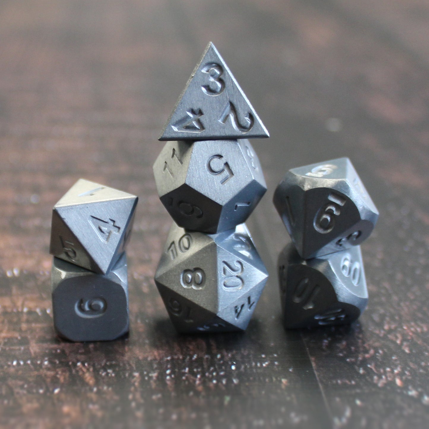 Metal PlateMetal Gray Dice Set with Display Box