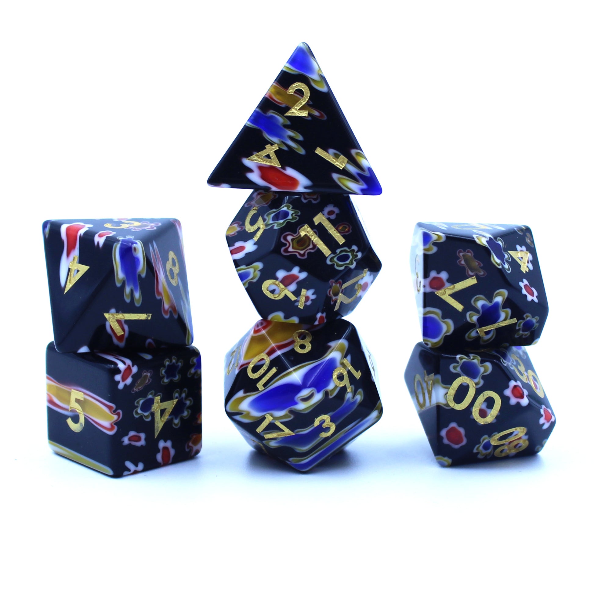 Millefiori Glass Dice Set for D&D