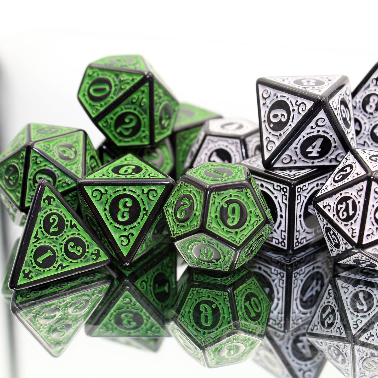 Oracle's Flame Green Polymer Dice Set