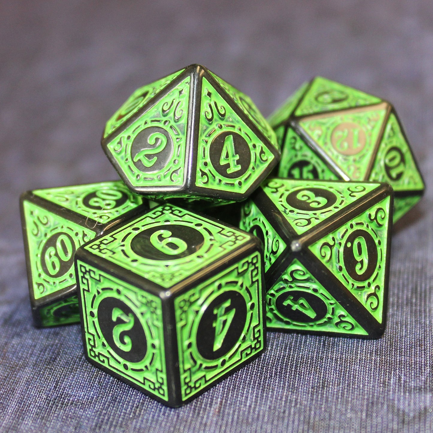 Oracle's Flame Green Polymer Dice Set