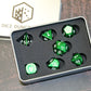 Metal Radiant Green Dice Set with Display Box