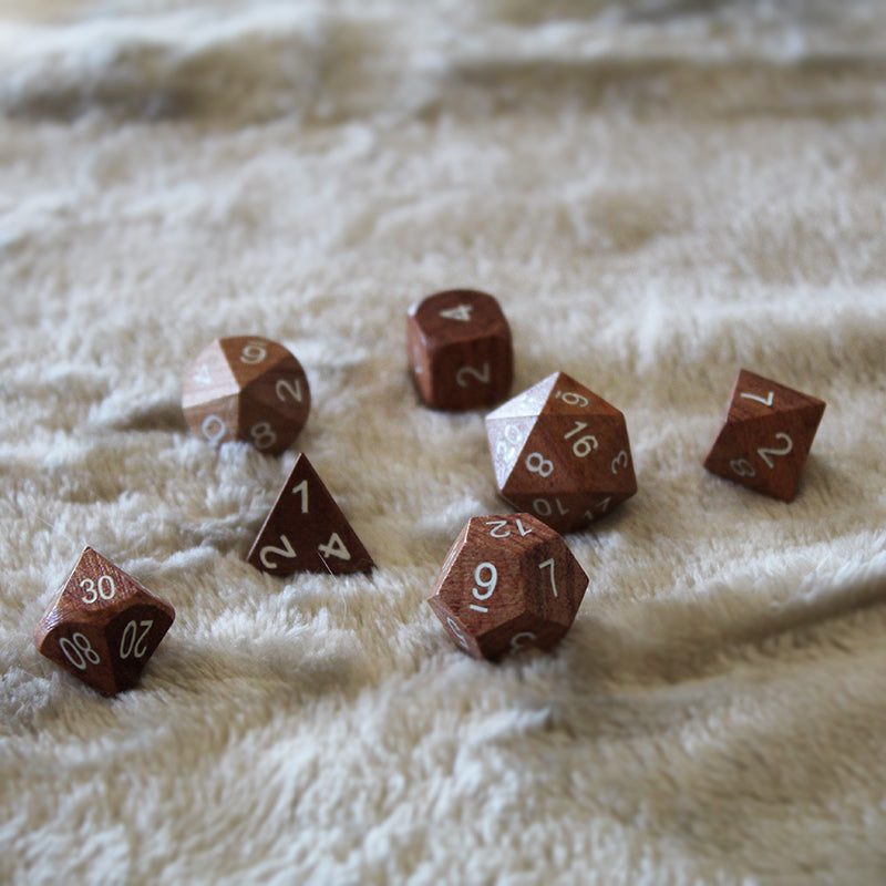 Rose Wood Wooden Dice Set