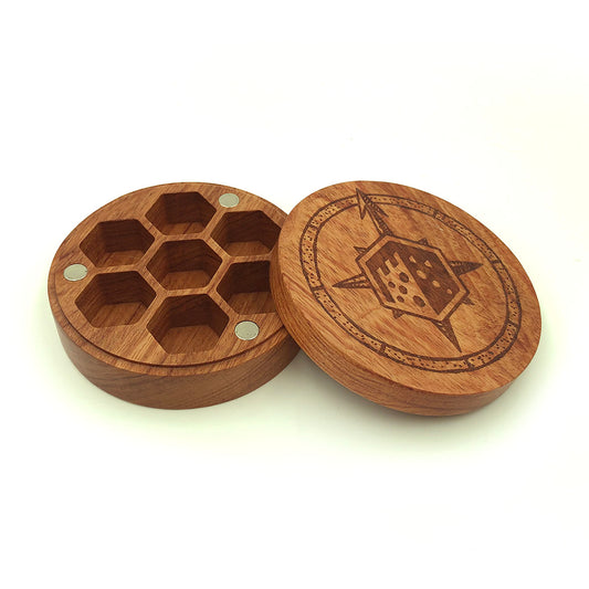 Pocket Sized Round Rose Wood Chest with Magnetic Lid