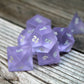 purple sea glass dice with silver numbers