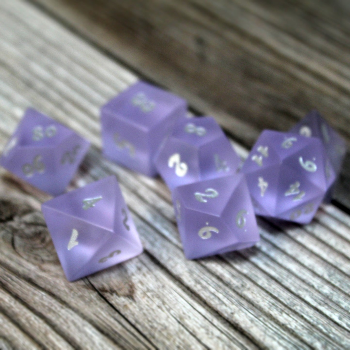 Light purple "Royal Fortune" SeaGlass Dice Set