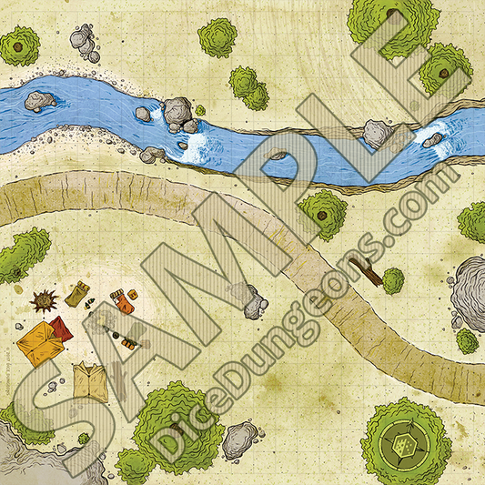Sample art for Roadside Campsite Dungeons and Dragons Battlemap