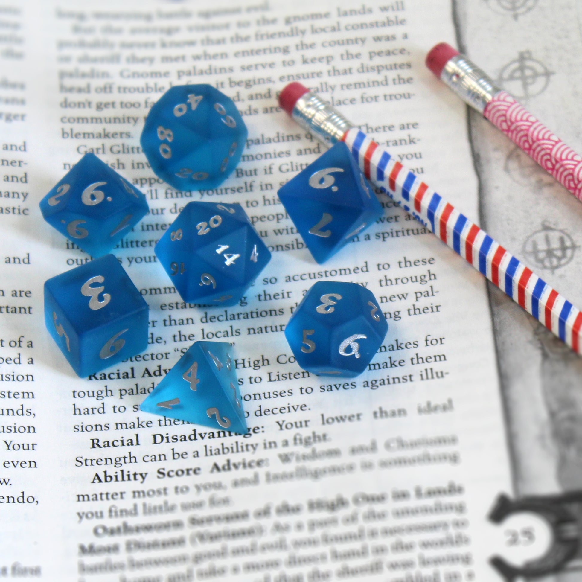 Frost glass dice for dungeons and dragons games