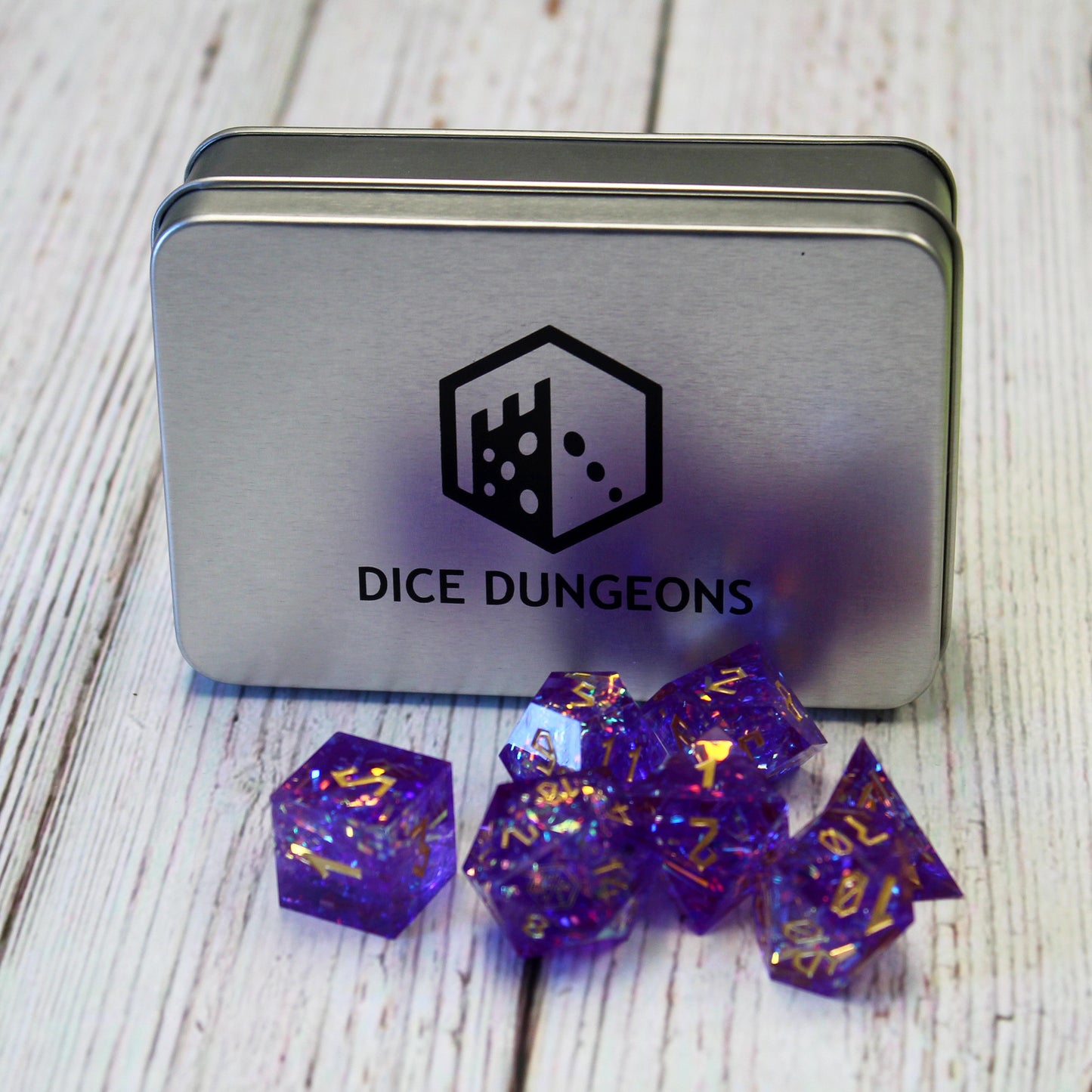 StarGlow Purple Sharp Edge Resin Dice Set