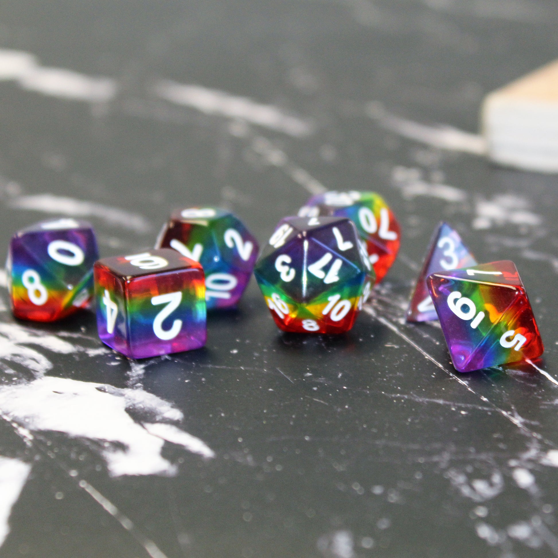 Rainbow Layered Plastic Dice Set for D&D