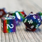 Rainbow Layered Plastic Dice Set closeup.