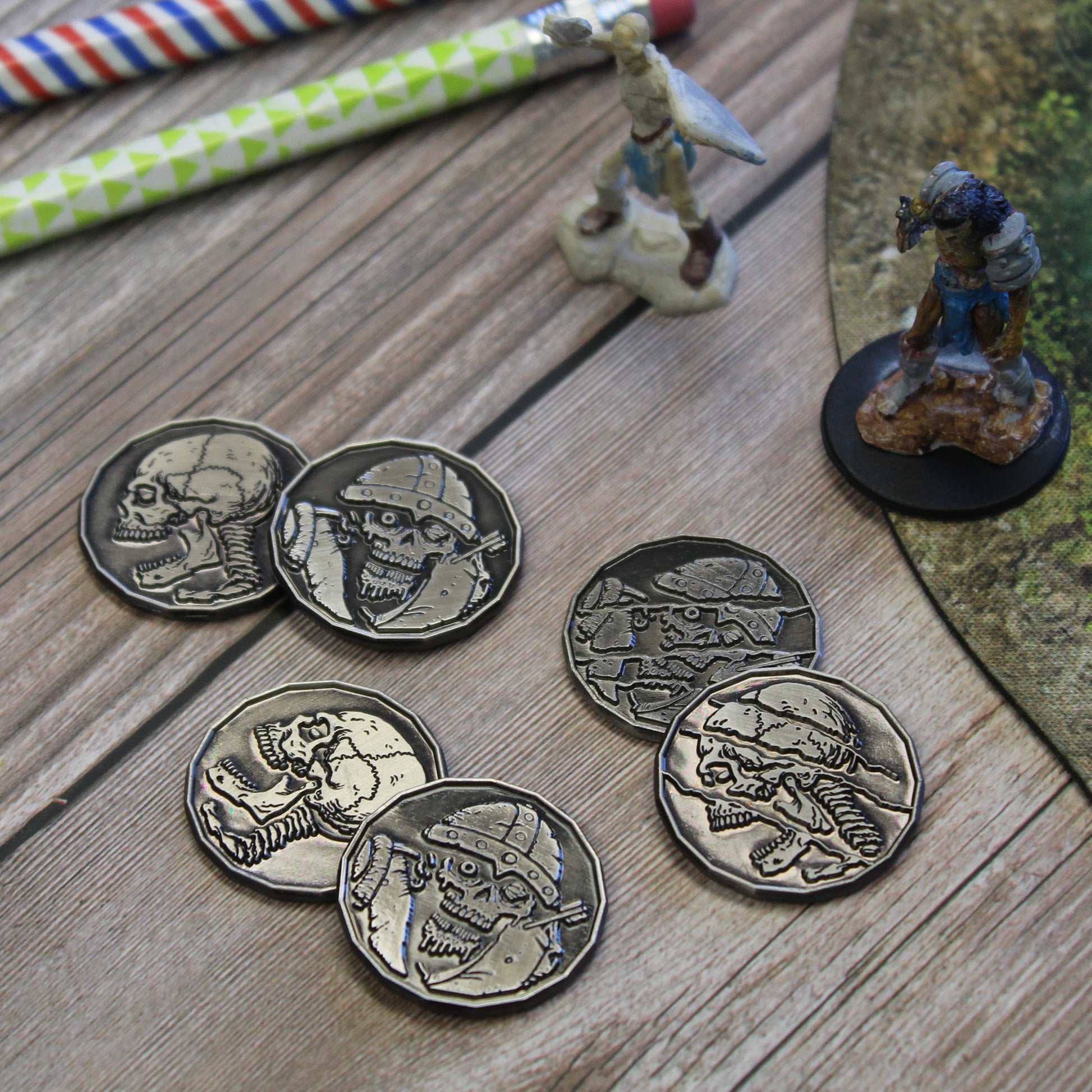 Undead Token Pack, Zombies and Skeletons, on a Gaming Table