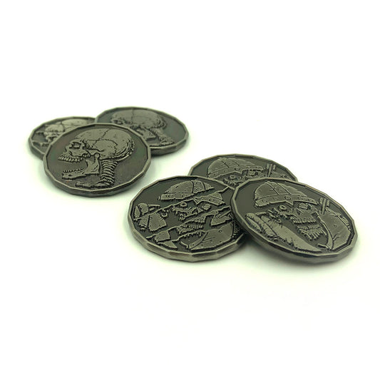 Skeleton and Zombie Tokens on a White Background