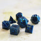 Deep blue and sea green dice with strip pattern