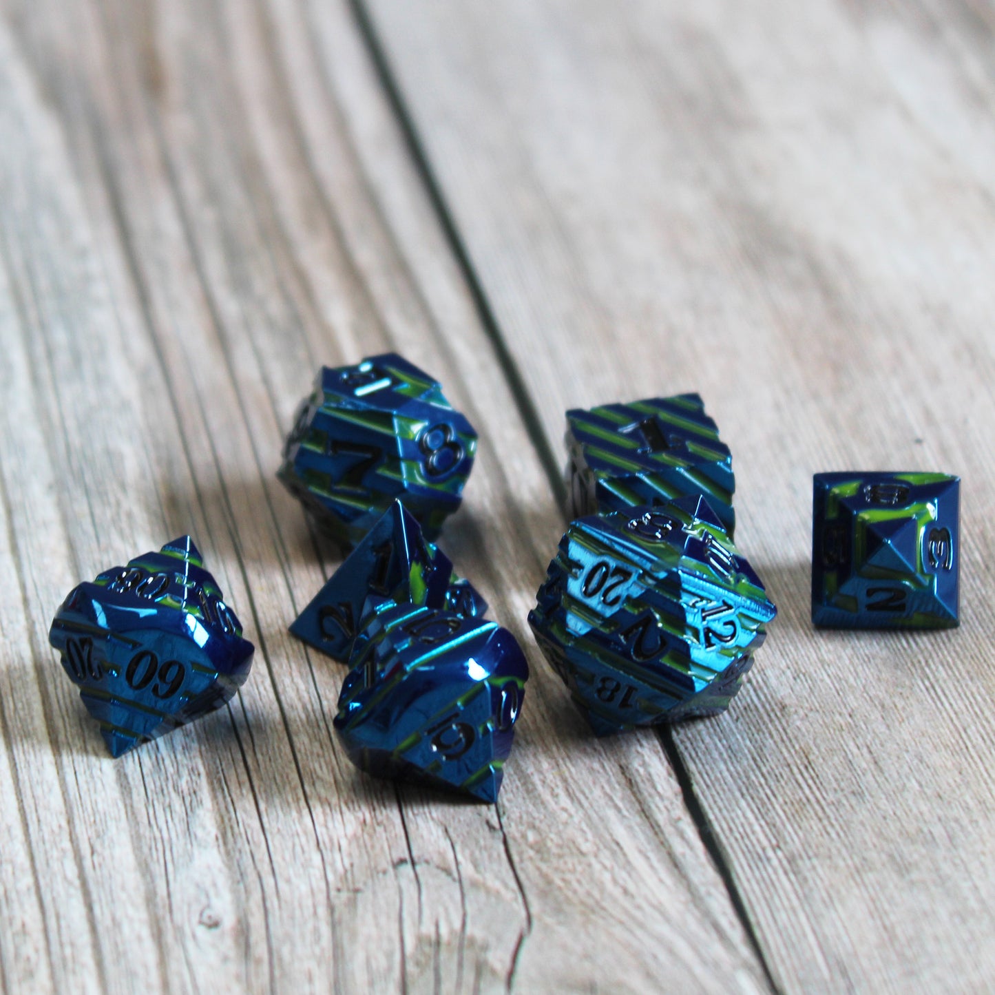 Dungeons and Dragons dice set on table